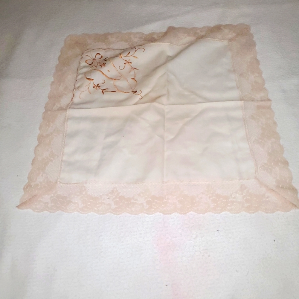 Beige and White Linen Dress Handkerchief